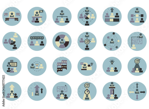 soft skills for good boss icons set