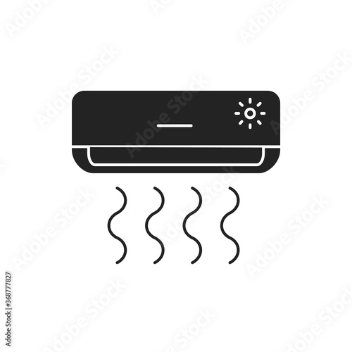 Air conditioner black glyph icon. System or a machine that treats air in a defined. Warm or cold air. Pictogram for web page, mobile app, promo