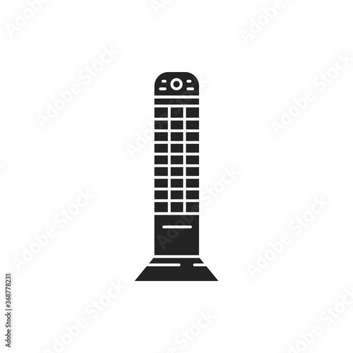 Infrared vertical heater black glyph icon. Device with a higher temperature which transfers energy to a body with a lower temperature throug. Electromagnetic radiation
