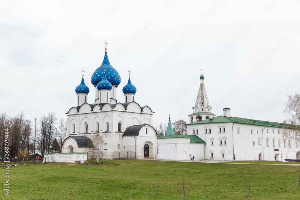 Suzdal, Russia. Nativity Cathedral of Suzdal Kremlin in spring