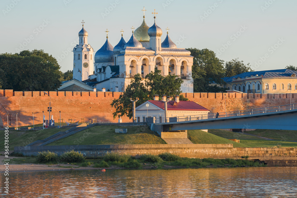Sunny July morning at Novgorod Detinets. Veliky Novgorod, Russia