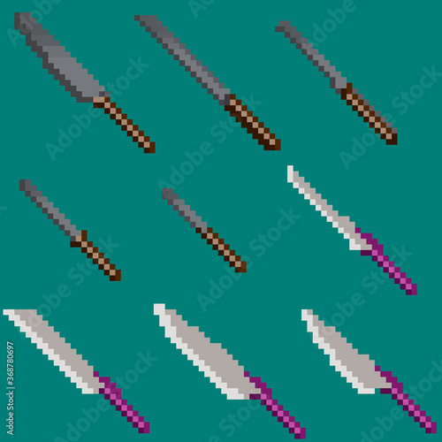A set of nine illustration knives for games, website decoration and more.