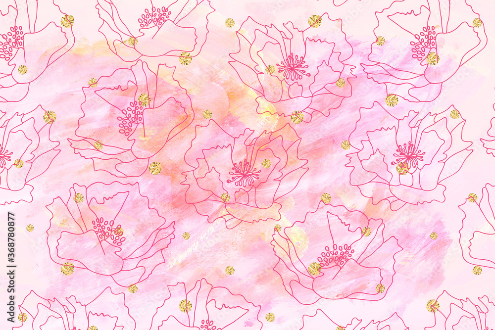 Abstract floral background. Textured pattern with flowers.