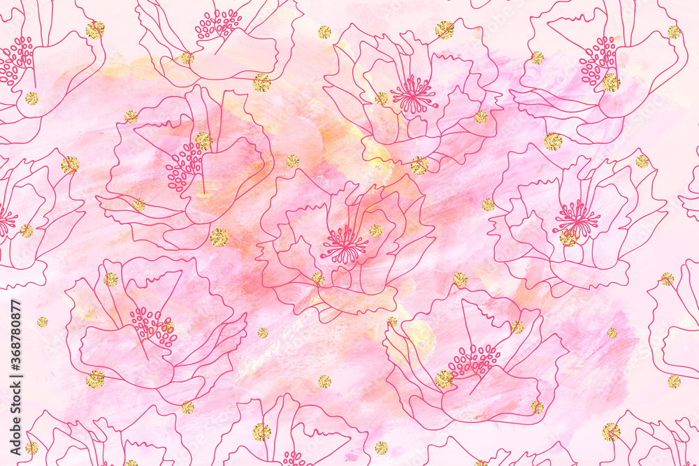 Fototapeta premium Abstract floral background. Textured pattern with flowers.