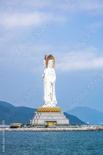 Statue of goddess Guanyin on the territory of Buddhist center Nanshan