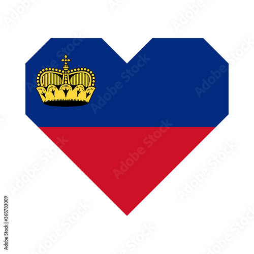 heart icon with liechtenstein flag, isolated on white background
