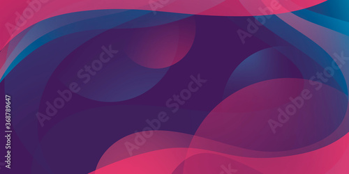 abstract dark bright futuristic background with pink and blue waves and shapes.