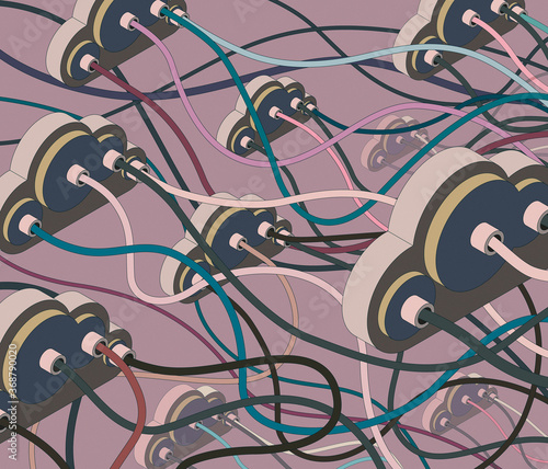 Valokuva Cloud network with connection cables