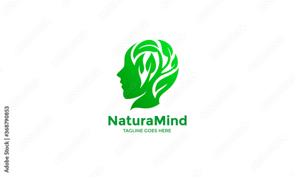 Human Nature Head Logo - Green Head Leaves Vector Human Nature Head Logo - Green Head Leaves Vector