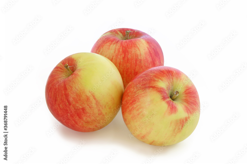 Three red-yellow apples isolated on white Three red-yellow apples isolated on white