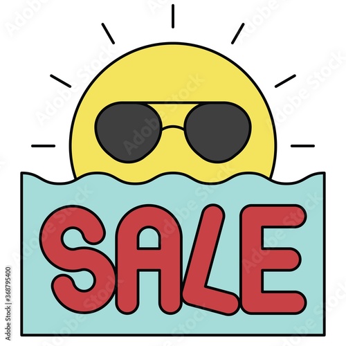 Sun with sale sign icon  Summer sale related vector