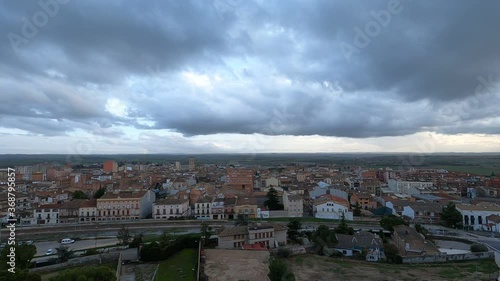 Dramatic clouds over Tarrega city in Catalonia, Spain. Video time lapse. photo