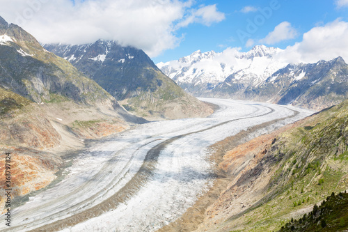 Scenic Aletsch glacier in Wallis, Switzerland
