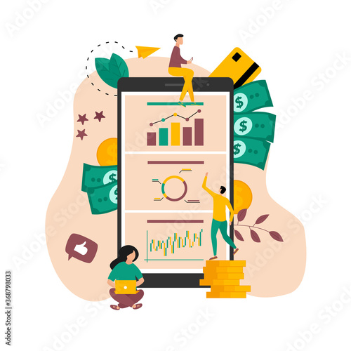 Online financial instrument on stock market. Investment analysis with graph and candlestick chart. Investment instrument concept
