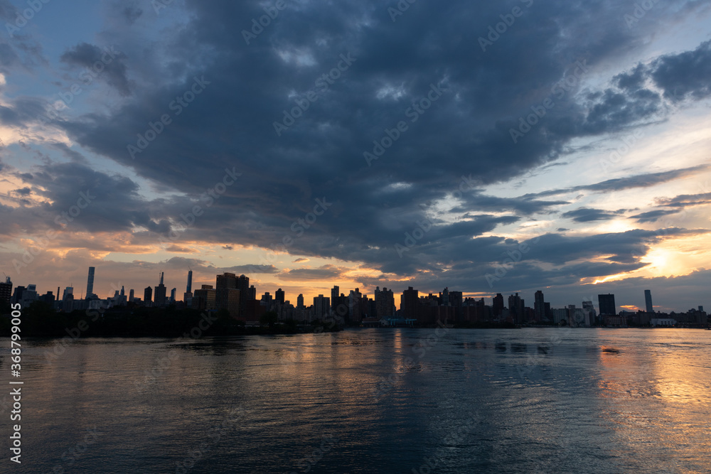 Upper East Side Skyline during Sunset along the East River in New York City