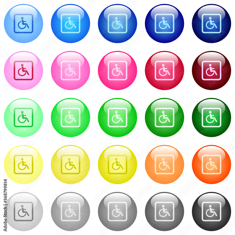 Handicapped parking icons in color glossy buttons