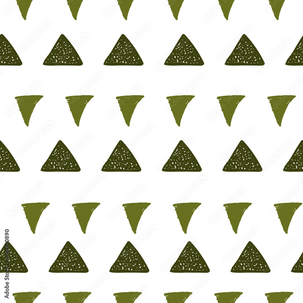 olive green triangles on white background seamless vector illustration pattern