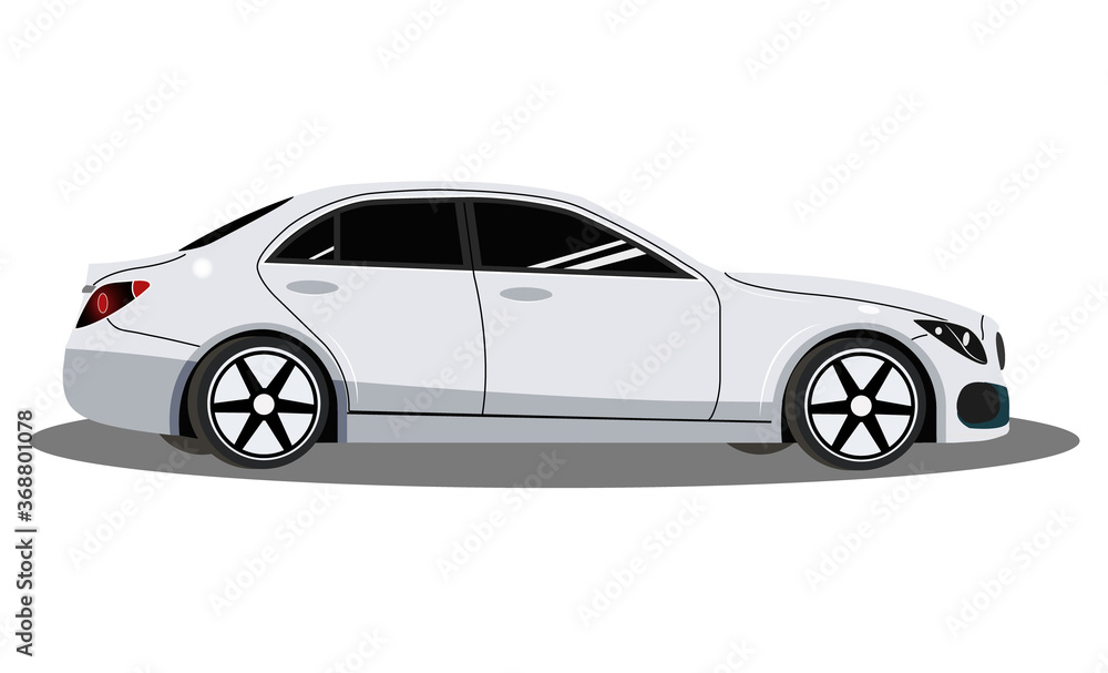 Concept of car. White car. Sport car, modern car.