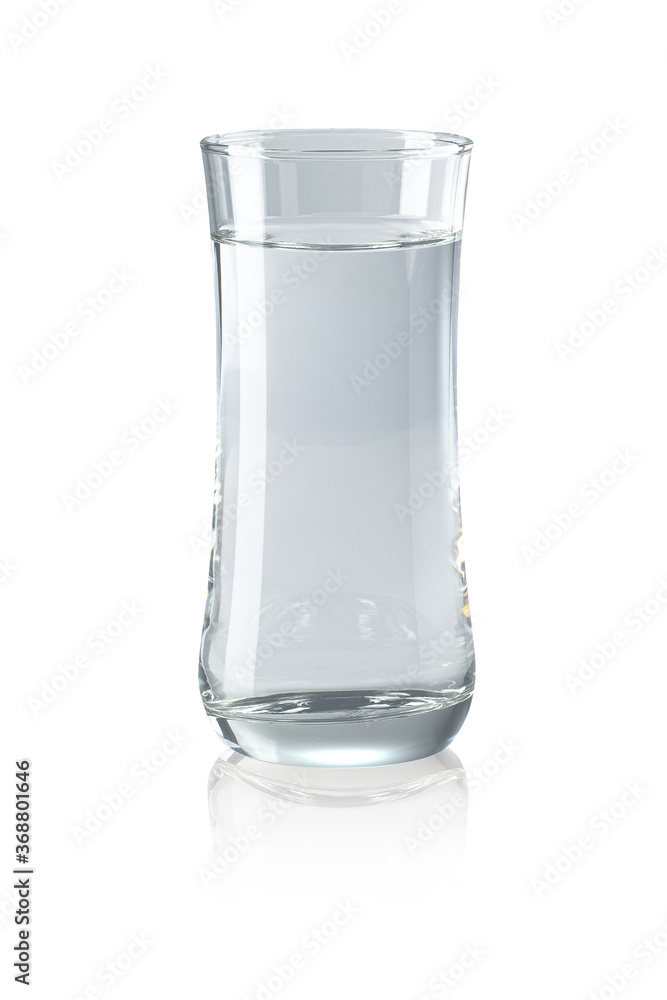 Realistic Transparent Glass of Water isolated on white background with clipping path.