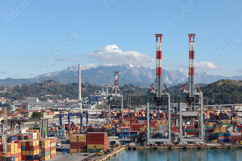 commercial sea port of La Spezia. Aerial view