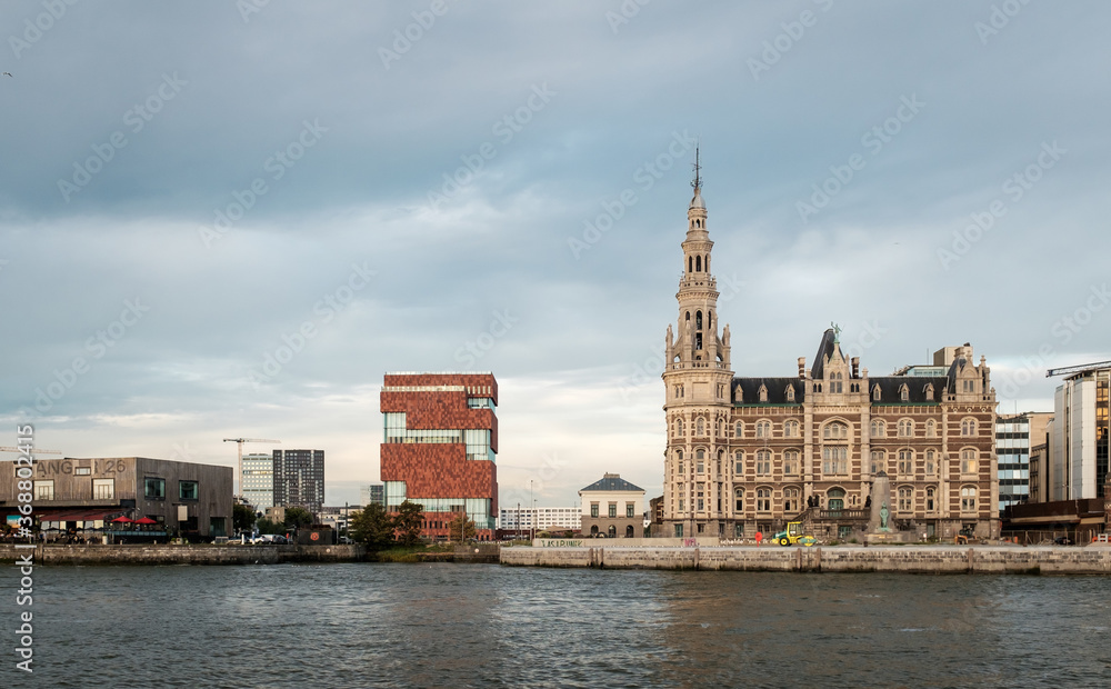 Historic Pilotage building along the river Scheldt in Antwerp, Belgium