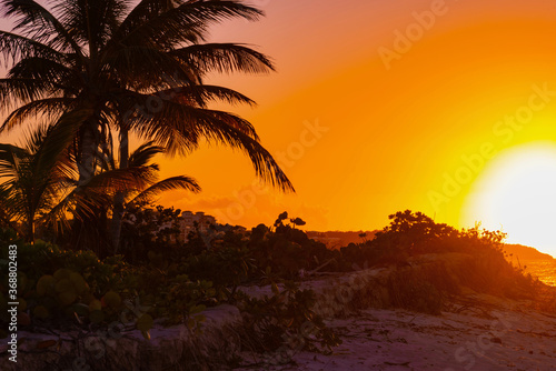 colorful sunset on the Caribbean beach of Anguilla island