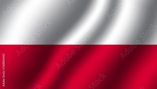 poland national wavy flag vector illustration