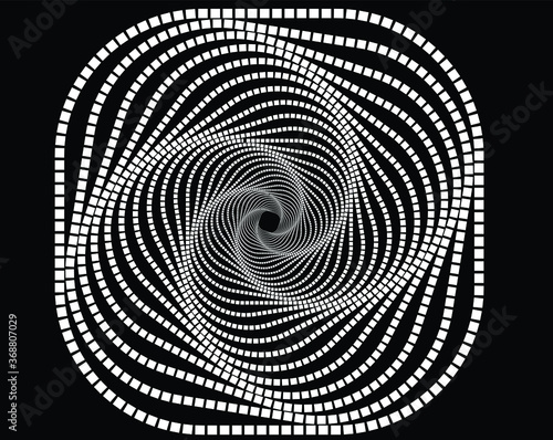  Dotted, dots, speckles abstract concentric circle. Spiral, swirl, twirl element.Circular and radial lines volute, helix.Segmented circle with rotation.Radiating arc lines.Cochlear