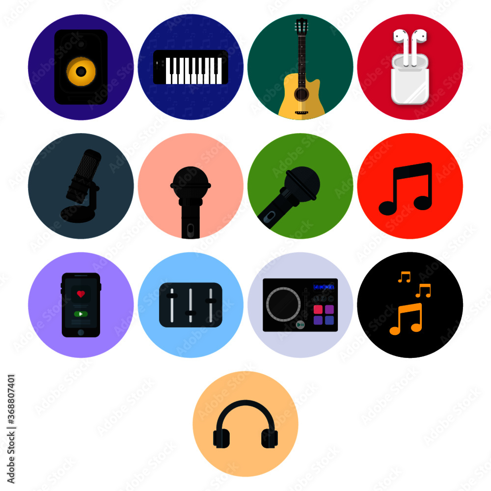 Flat Music Icons - Instagram Highlights Covers Stock Vector ...