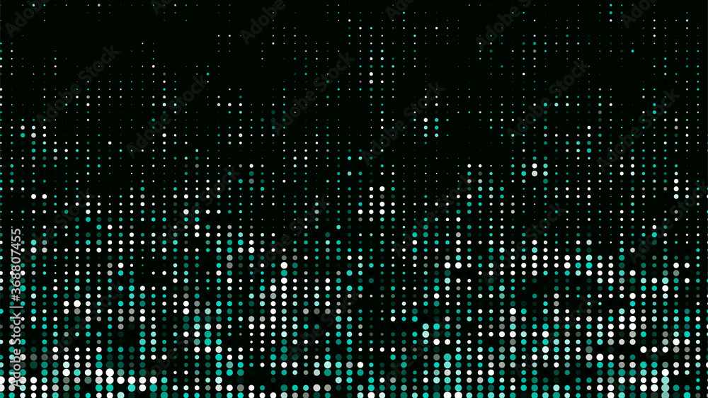 Abstract halftone texture. Vector dots background. Green particles of different sizes.
