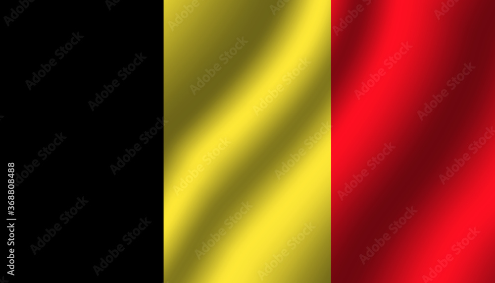 belgium national wavy flag vector illustration