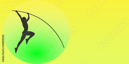 Athlete pole vault - abstract background - vector. The banner is horizontal. Business card. Sport Club