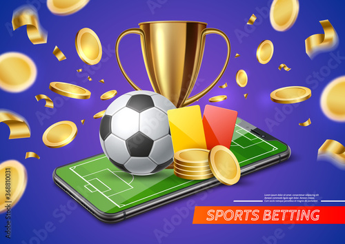 Vector 3d golden cup football card betting promo