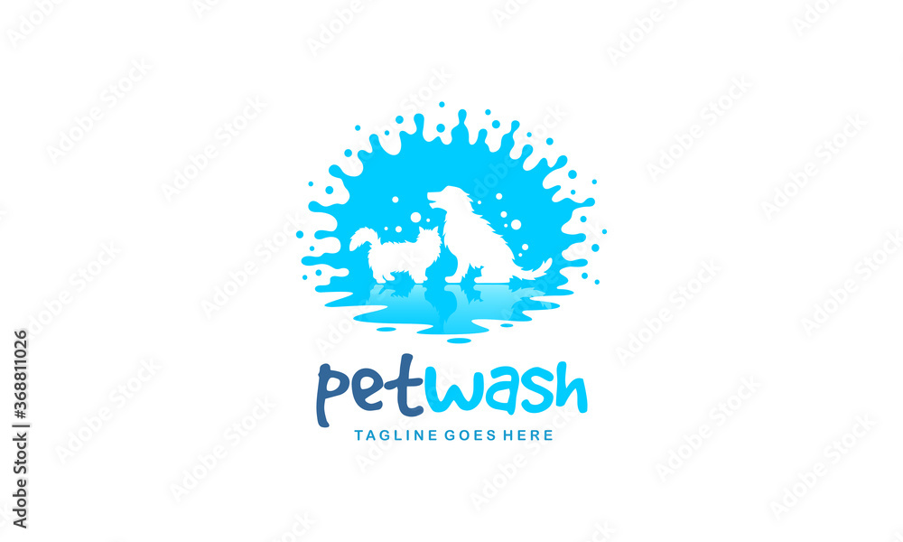 Pet wash logo Dog cat splash water vector Stock Vector Adobe Stock