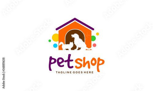 Petshop colorful logo - Fun dog and cat vector