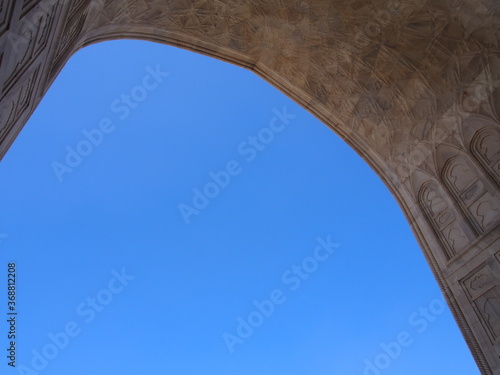 The blue sky seen from the entrance of the building, Agra, Uttarpradesh, North India, India