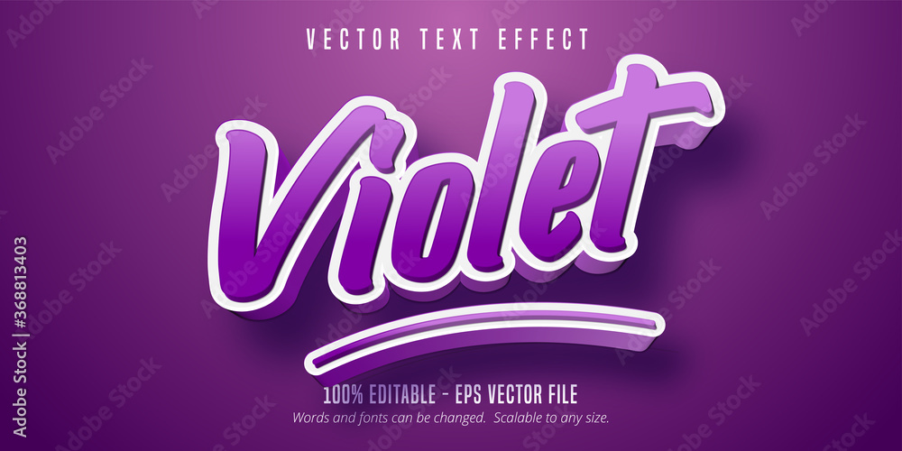Violet text, cartoon style editable text effect