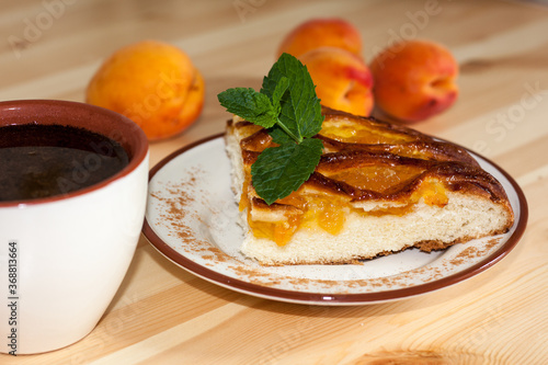 apricot cake and coffee photo