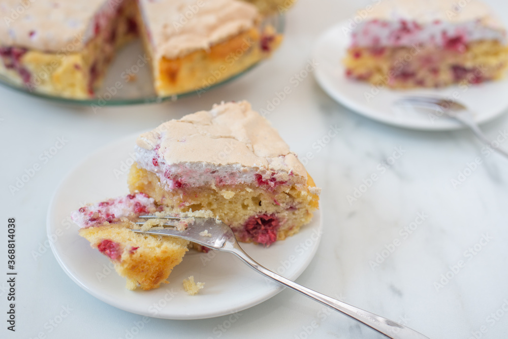 sweet home made raspberry meringue pie