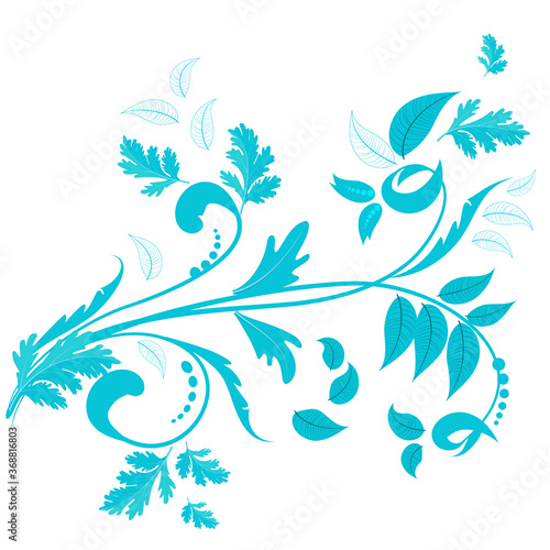 blue fresh ornament with leaves for your design