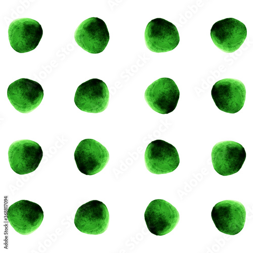 Watercolor texture vector green circles, spots modern pattern