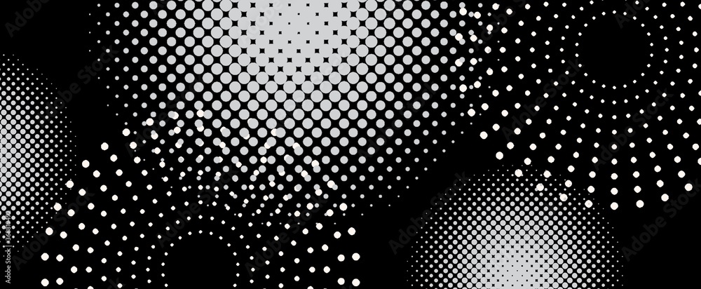 Design halftone white & gray background. Decorative web layout or poster, banner.