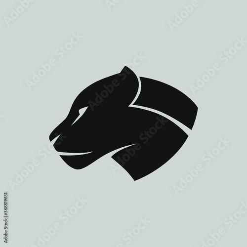 Black panther portrait symbol on gray backdrop. Design element