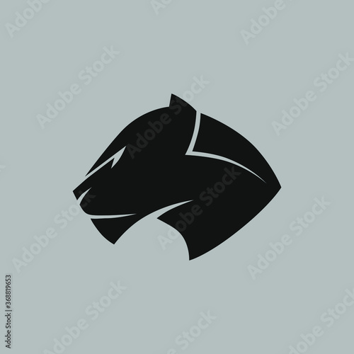 Black panther portrait symbol on gray backdrop. Design element