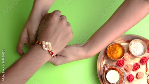 Tying rakhi for raksha bandhan festival india stock footage.