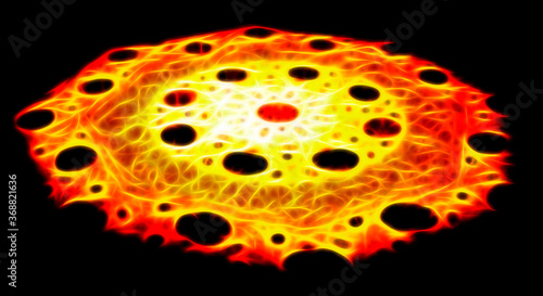 abstract background with fire in a circle like a sun or a star explosion