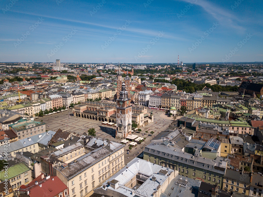 Main square in Krakow. Sunny day