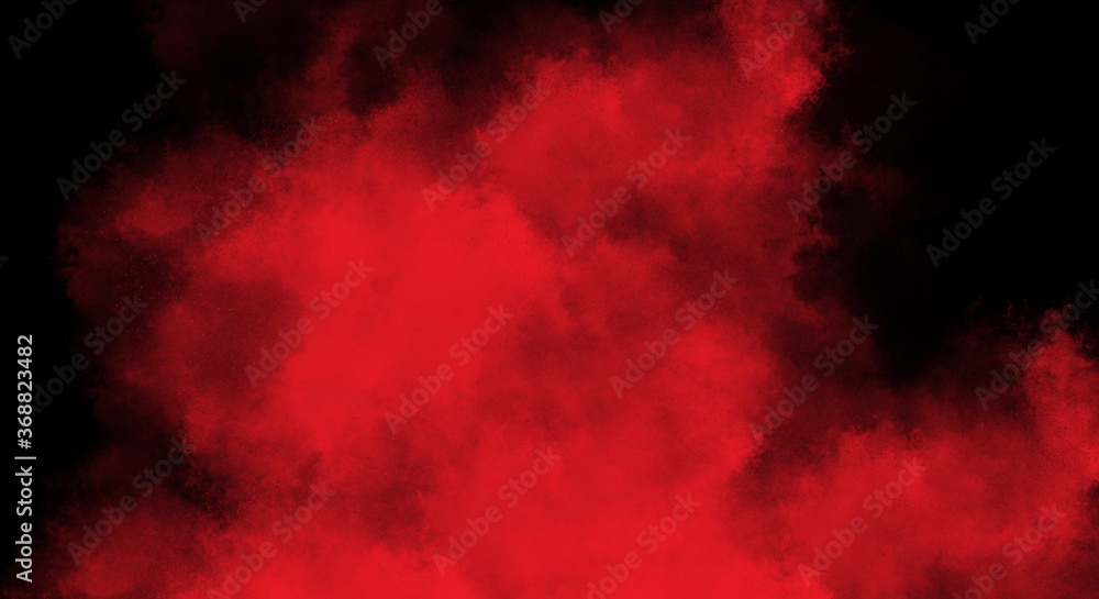 Fototapeta premium Red Fog or smoke color isolated background for effect, text or copyspace.