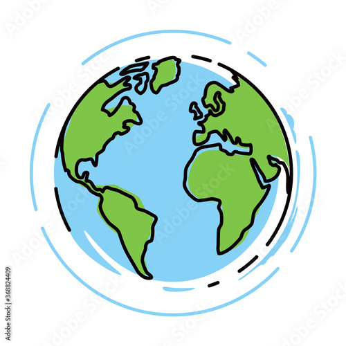 GLOBE TERRESTRE CROQUIS COLORÉ