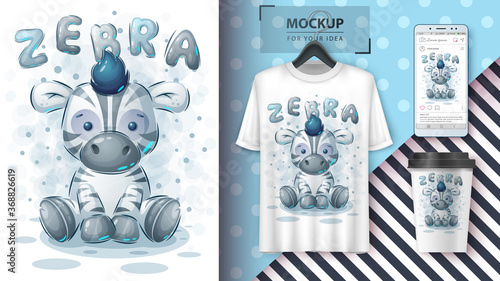 Cute zebra poster and merchandising.